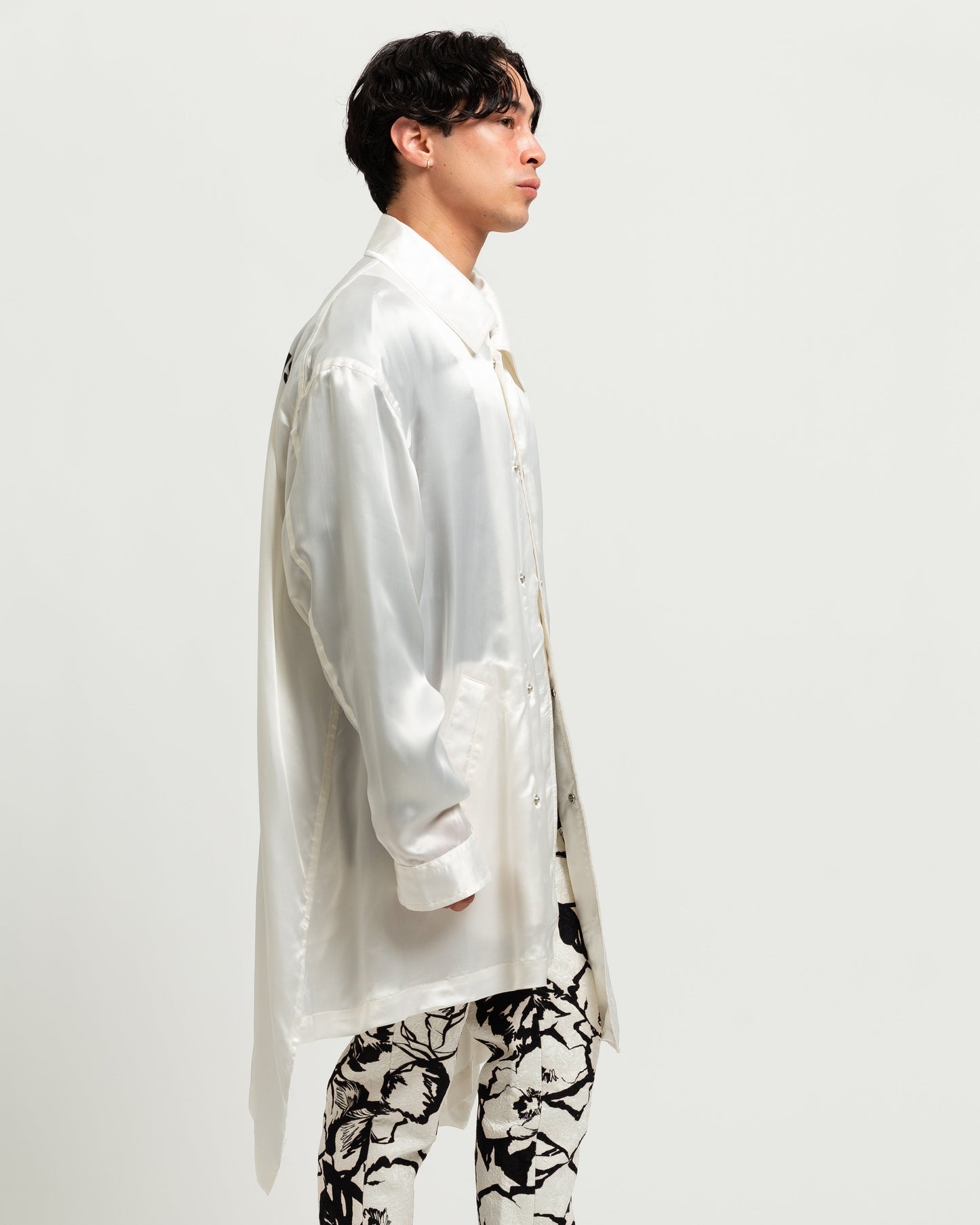 Asymmetric Button Up Coat in White